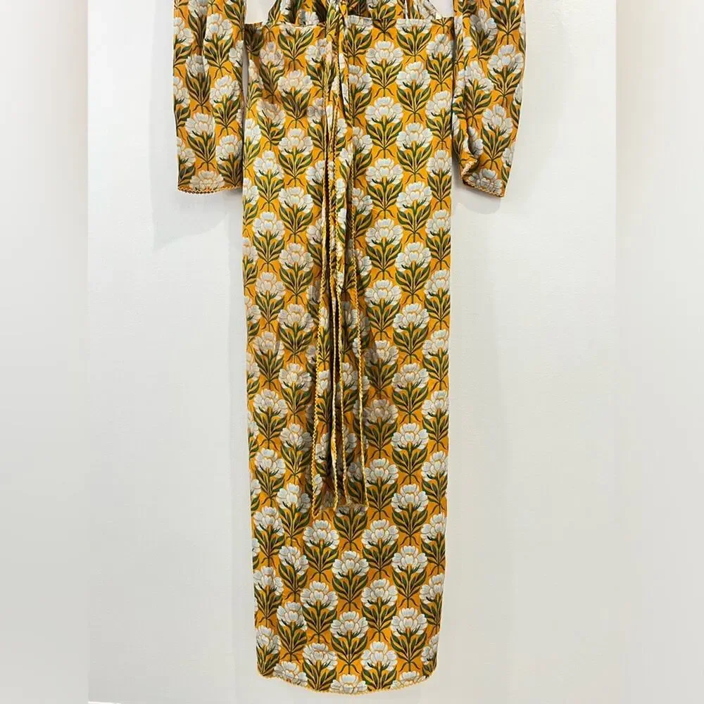 Agua By Agua Bendita Cuarzo Maxi Dress M Long Sleeve Luxury Resort - Picture 6 of 13